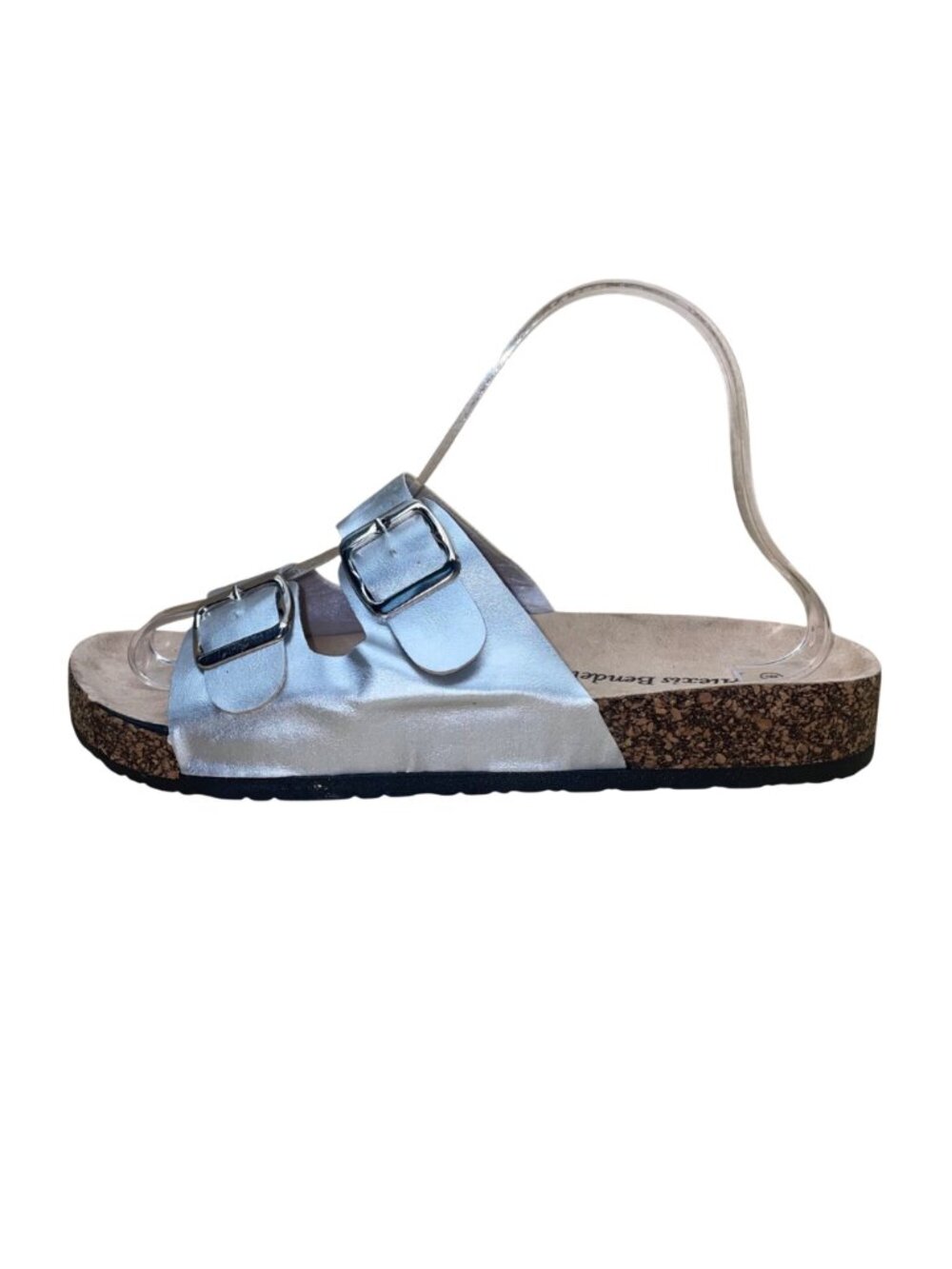 Alexis Bendel Women’s Silver Double-Buckle Cork Sole Kylie Slip-On Sandal Size 9 - Picture 4 of 9